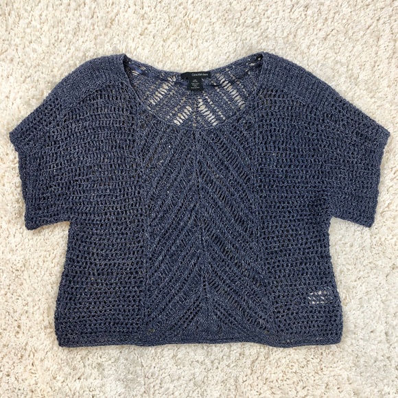 Calvin Klein Jeans open weave rag knit top S/M - Picture 6 of 8